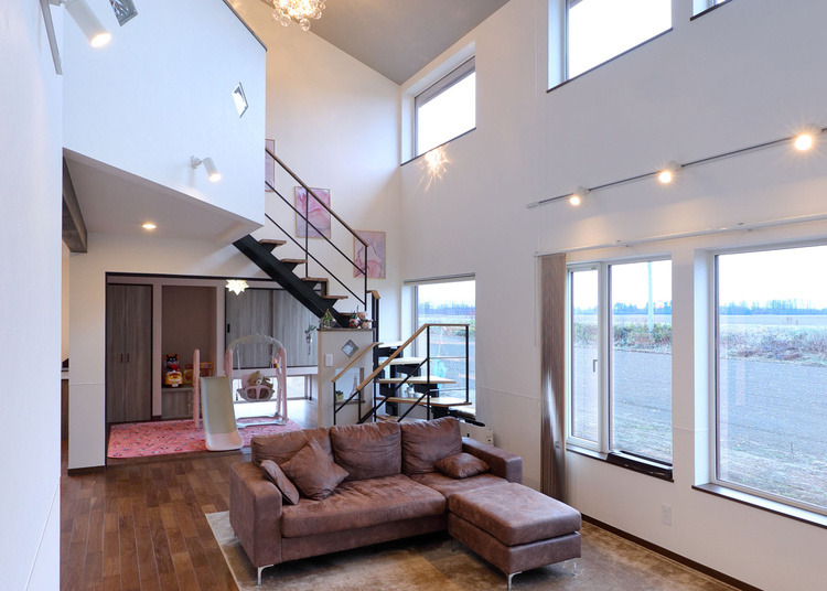 開放感抜群！6.5m吹き抜けの家/中札内村K邸　プラスワイド