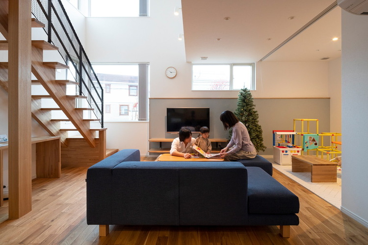2つのファミリークロークがある北欧モダンな家　札幌市・Iさん／リビングワーク