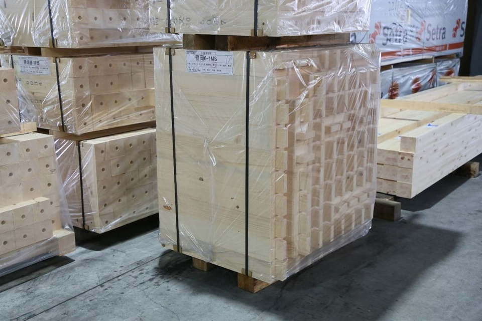 昭和木材の現場に納品されるプレカット材も翌日朝の出荷前の状態でスタンバイしていました