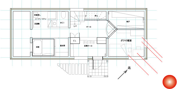 わが家は南東向き。ちょうど東角に小生の小さな部屋がある。3月から7月前半までは本当に気持ちがいい。(クリックして拡大)