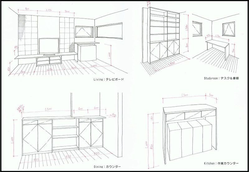 7月に完成する「S-ize・E」の家で塚本氏が提案したスケッチ